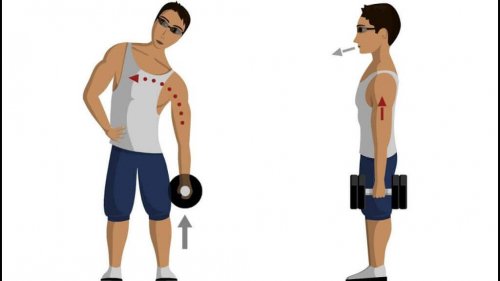 standing abs with dumbbells