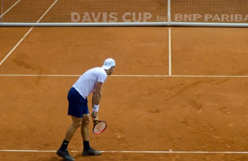 A game serve from the Davis Cup