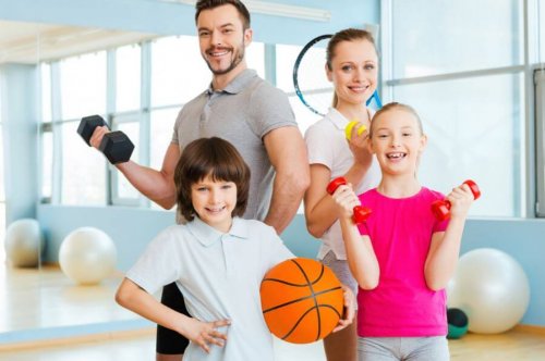 Exercise with your family four member family daughter and son