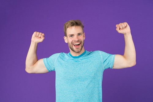 Man with arms up in the air