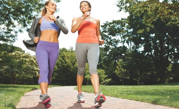 Friends power walking