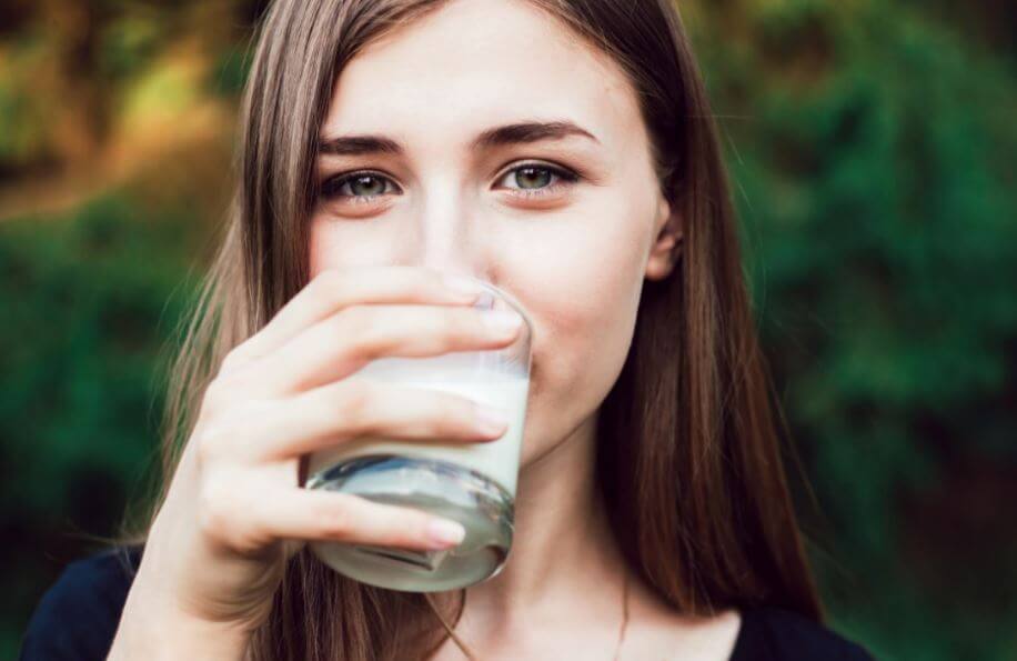 Woman drinking milk