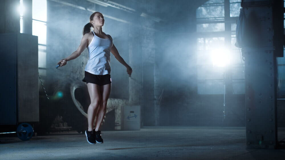 Woman skipping