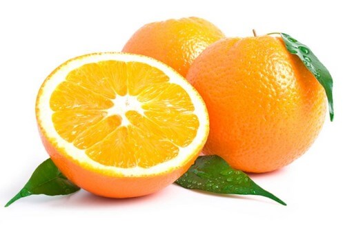 Three oranges one halved