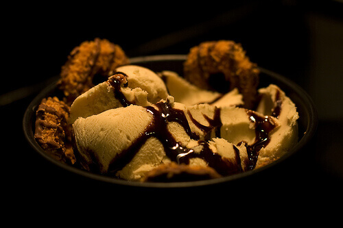 A bowl of healthy chocolate and banana ice cream