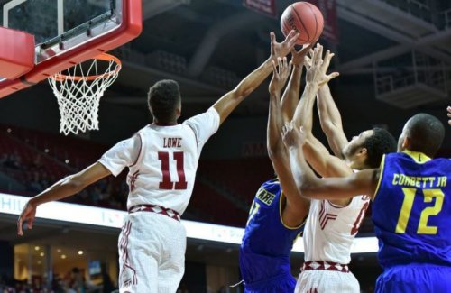 Rebound technique in basketball.