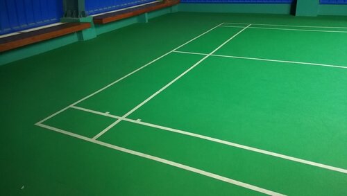The typlical layout of a court designed to play badminton