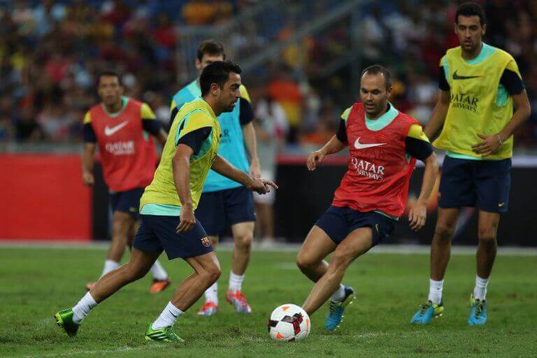 Xavi Hernández during a soccer game in Qatar