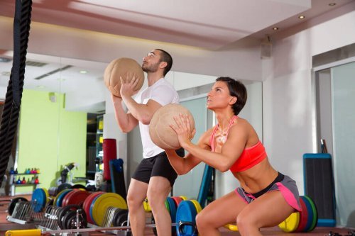 The wall ball exercise puts your arms to work as well.