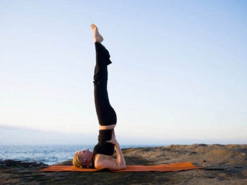 The shoulder stand requires a lot of balance.