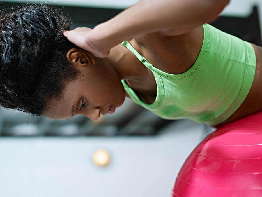 Woman fitball workout