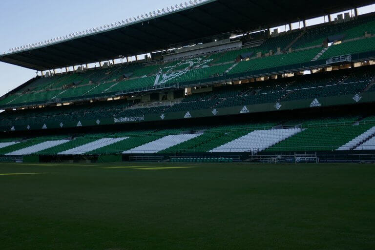 The inside of the Benito Villamarin stadium, one of the biggest stadiums in Spain