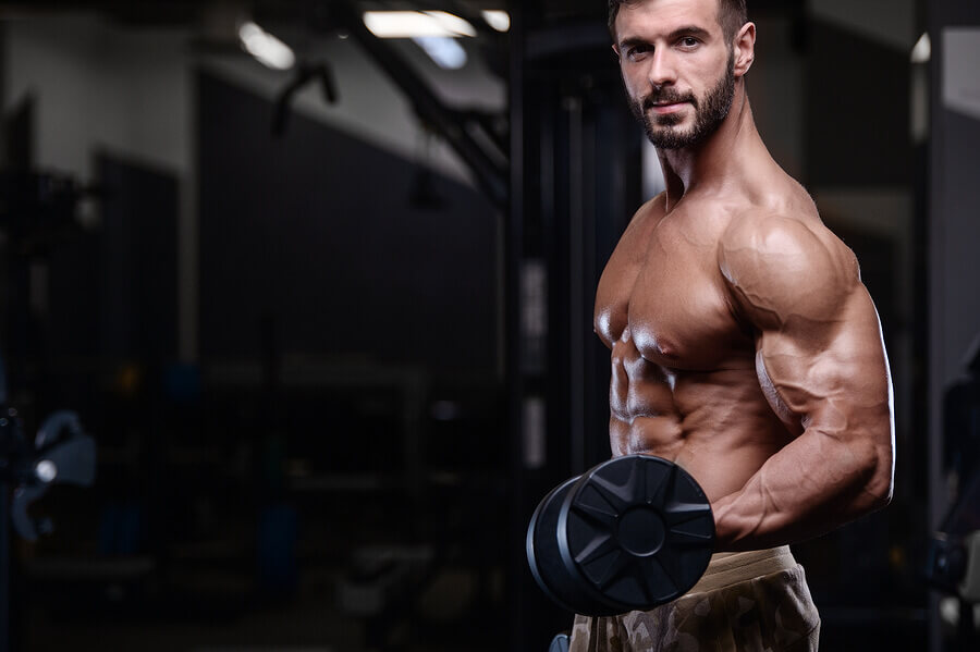Man strength training