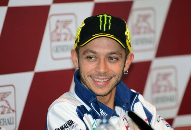 Photo or Valentino Rossi, champion motorcycle racer described in the text. 