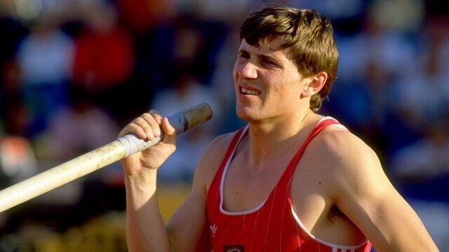 Photo of Sergei Bubka, pole vaulter described in the text.