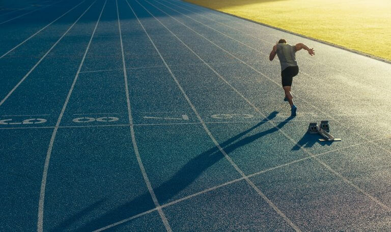 A competitive runner training to improve his strength and endurance