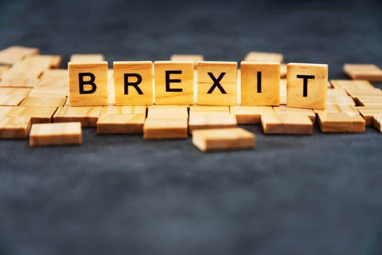 Wooden letter blocks spelling the word Brexit