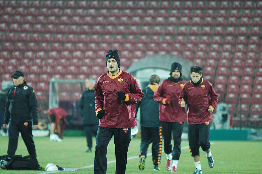 Francesco Totti about to play a match for Roma.