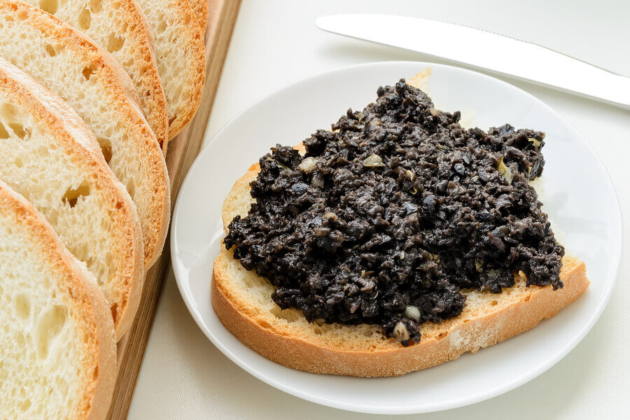 Vegetable pate made with olives.
