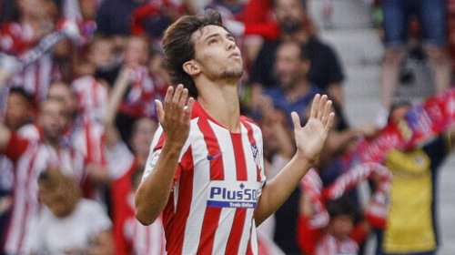 Joao Felix who is one of the most expensive transfers in history looking up to the sky.