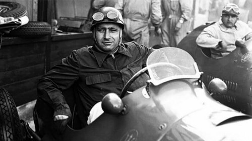 A picture of motorships champion juan manuel fangio.