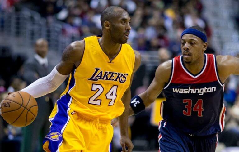 Kobe Bryant wearing the Lakers jersey