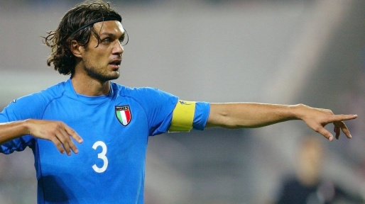 Paolo Maldini wearing the Italian jersey