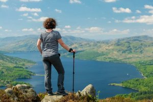 A woman hiking in Scotland.