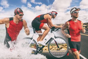 All three parts of a triathlon.