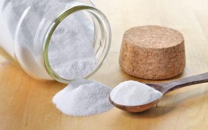 Baking soda on a table.