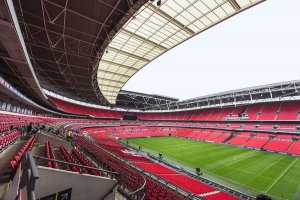 Inside Wembley Stadium, one of the best soccer stadiums in the world.