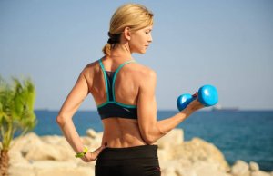 Woman exercising outside.