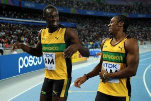 Yohan Blake and Usain Bold at the Olympics.