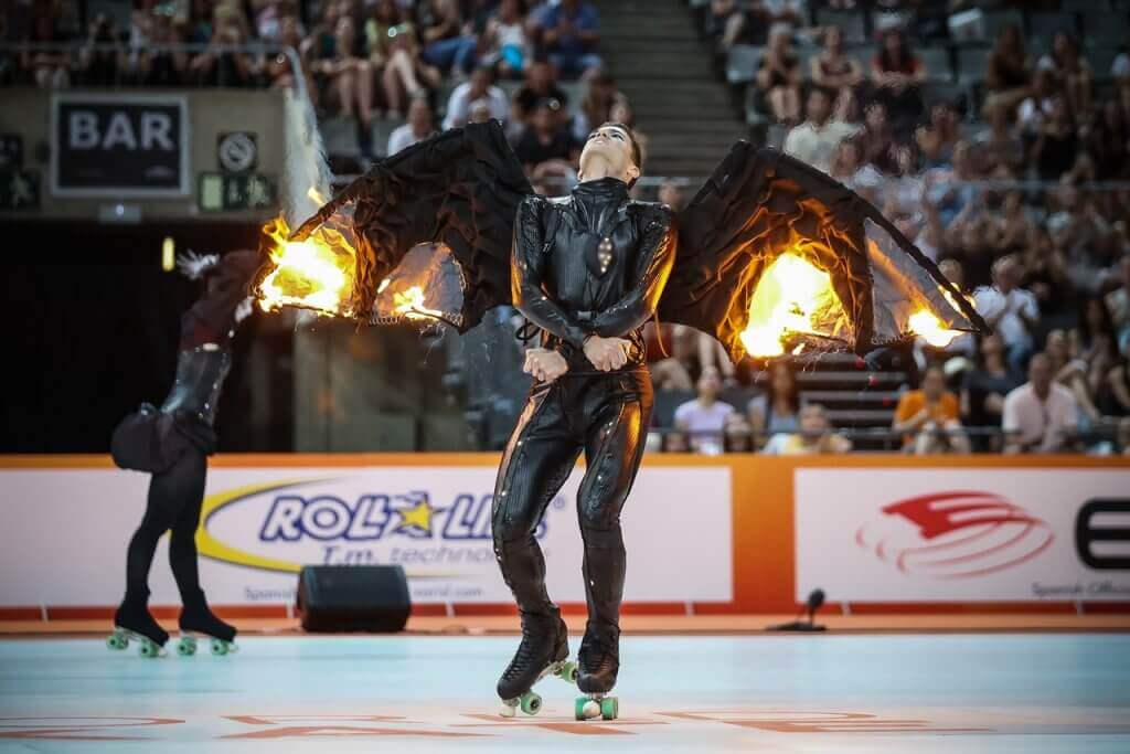 The sport of artistic roller skating.