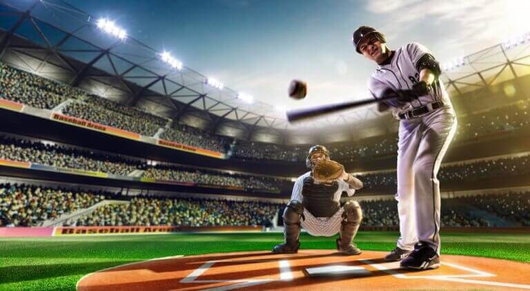 Two baseball players in the middle of an MLB game