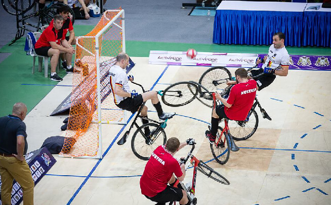 A cycle-ball game.