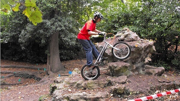 A mountain bike trials competition.
