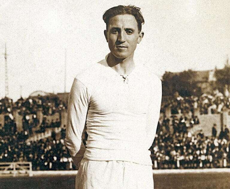 A young Santiago Bernabéu looking into the camera