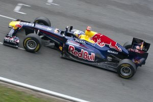 A Red Bull Formula One car in a race.