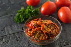 A bowl of dried tomatoes.
