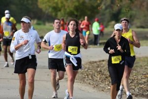 Athletes running a marathon.