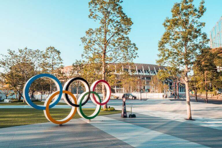 The outside of the Tokyo Olympic Stadium