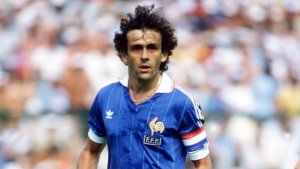 Michel Platini playing for France.