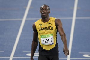 Usain bolt just after a race.