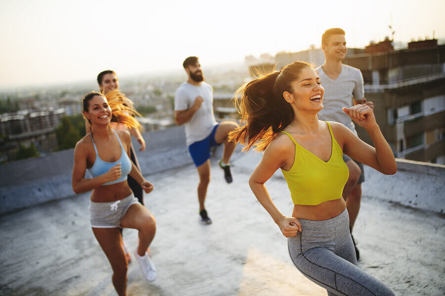 A group of people working out together to combat anxiety and depression