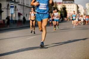 A man running in a marathon.