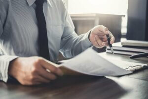 A man working at a desk.