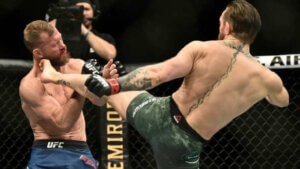 Conor McGregor fighting in UFC.