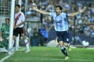 Diego Milito after scoring a goal.