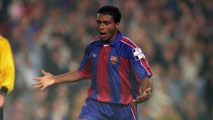 Romario playing for Barcelona.